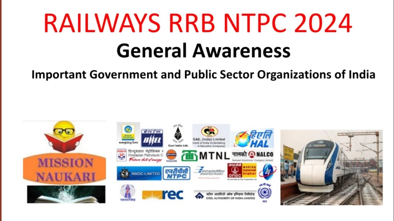 Important Government and Public Sector Organisations of India for RRB NTPC #rrbntpc2024 #awareness
