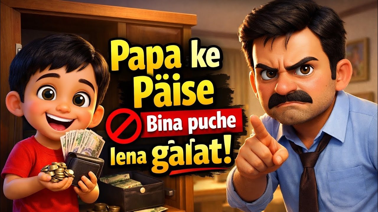 Papa Ke Paise Bina Puche Lena Galat 😱 | Kids Moral Story In Hindi | Cartoon Animation