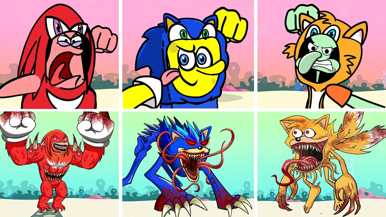 Shin Sonic Faces Spongebob’s Squad 💥 Epic Battle | SpongeBob Animtion
