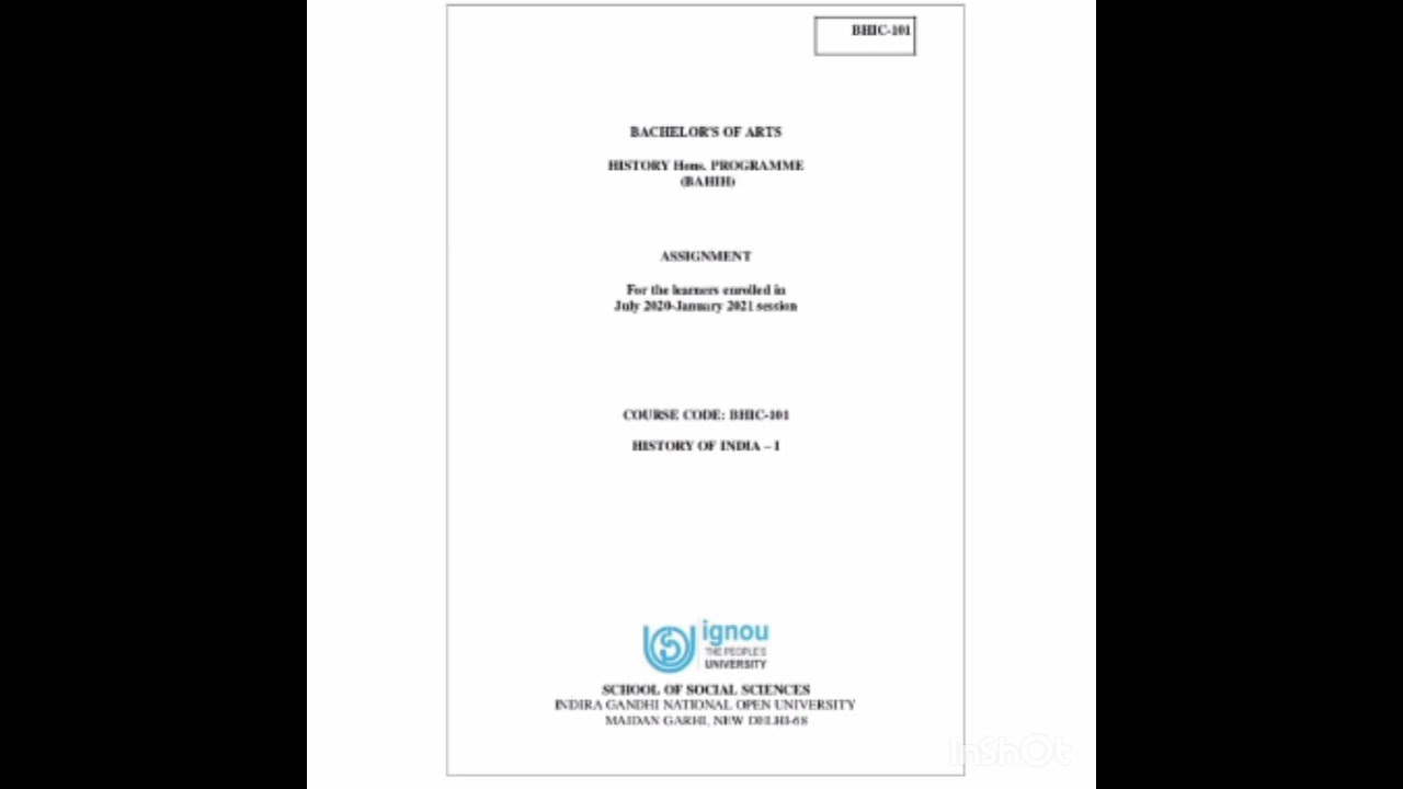 BHIC -101 Solved | IGNOU ASSIGNMENT FOR JULY 2020 AND JANUARY 2021 SESSION | HISTORY OF INDIA - 1