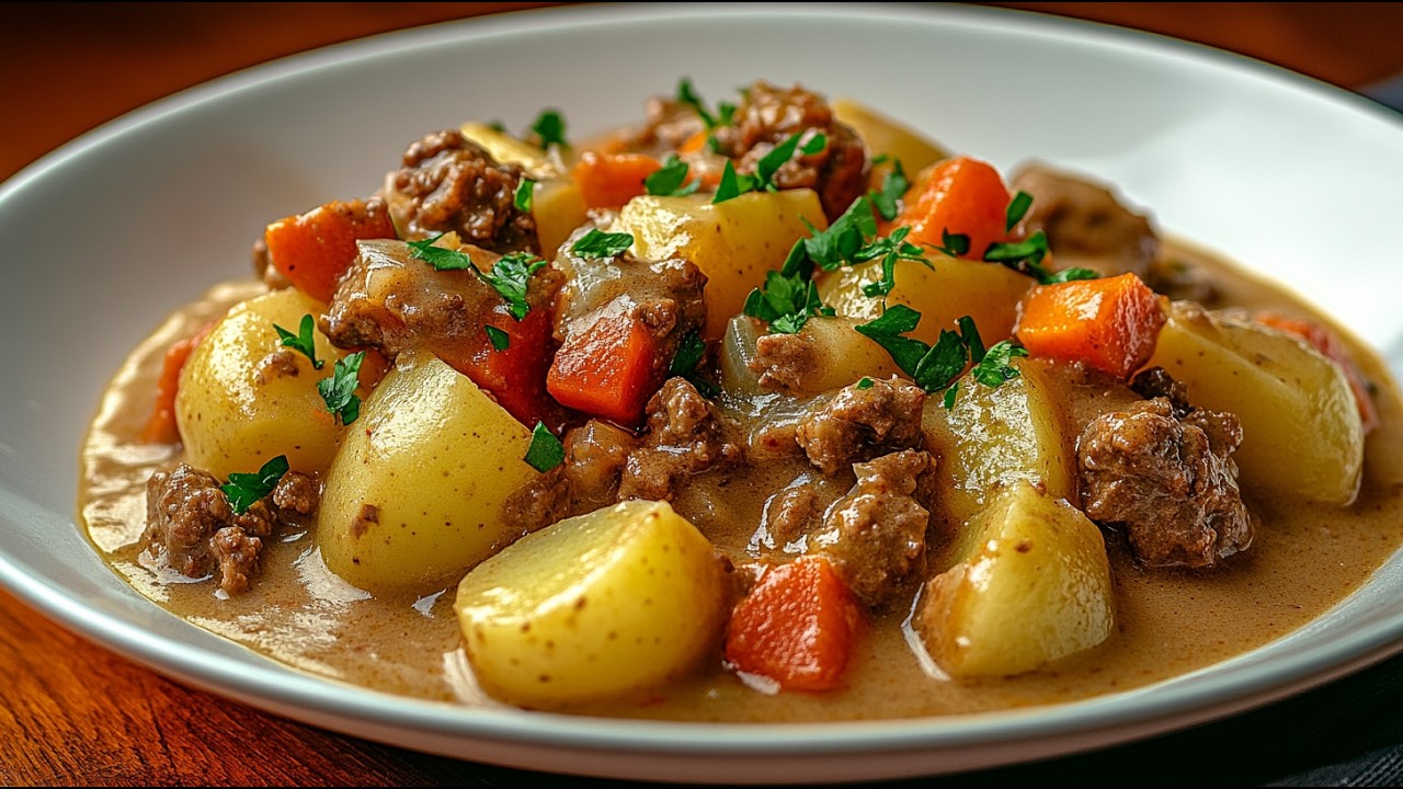 Я никогда не ел такого вкусного фарша с картошкой в соусе! Очень просто и вкусно!