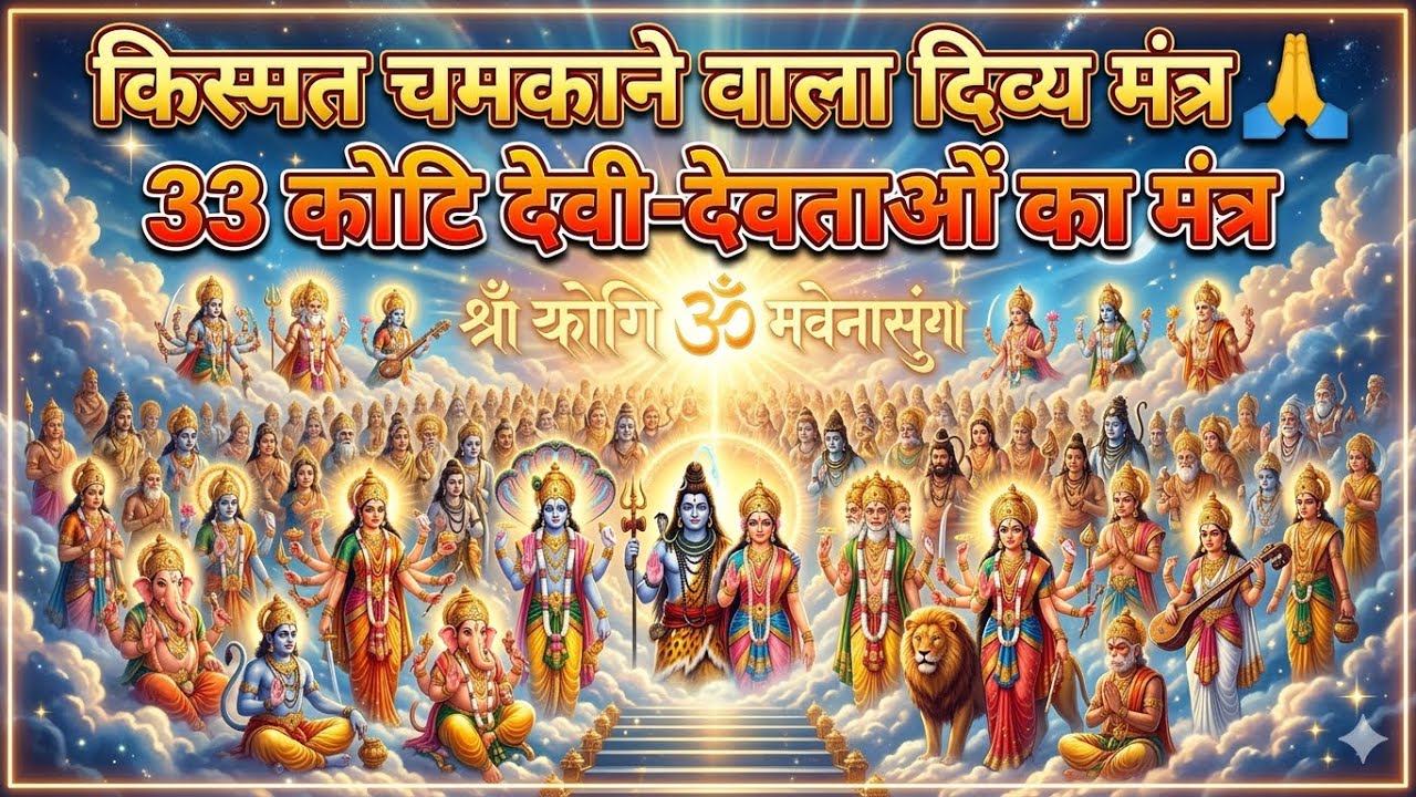 किस्मत चमकाने वाला दिव्य मंत्र 🙏 33 कोटि देवी-देवताओं का मंत्र All Gods Bhajan 🛕