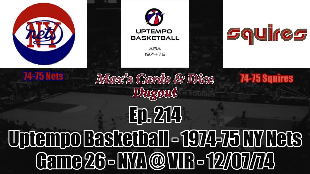Ep. 214 - Uptempo Basketball 1974-75 NY Nets Project Game 26 - Nets @ Squires - 12/07/74