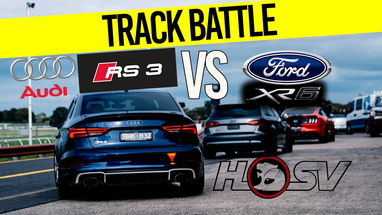 TRACK BATTLE: AUDI RS3 VS FORD XR6 TURBO, HSV GTS, VW GOLF R32 - FULL SEND AT SANDOWN