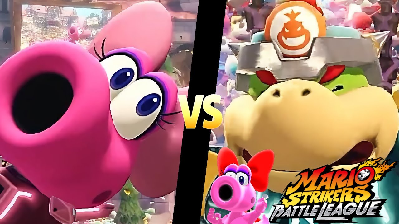 Mario Strikers Battle League Team Birdo vs Team Bowser jr in Royal Castle