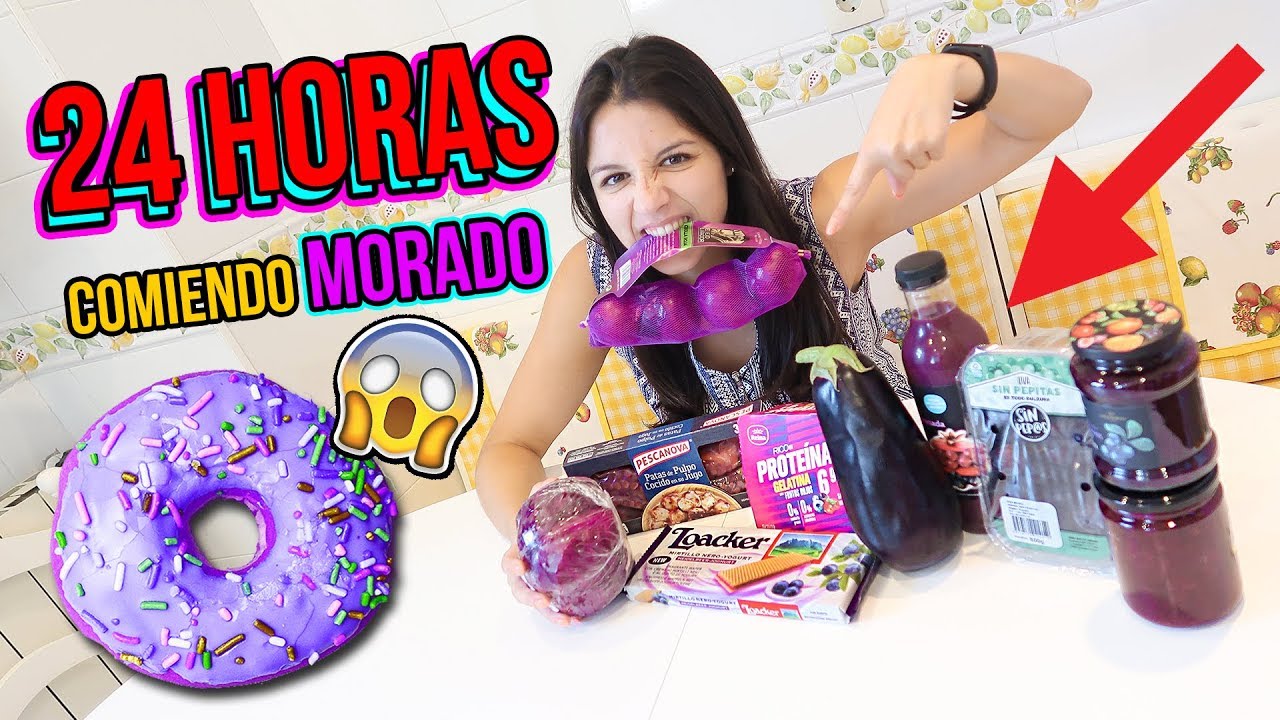 24 horas comiendo MORADO | All Day Eating Purple Food Challenge | RETO NATALIA