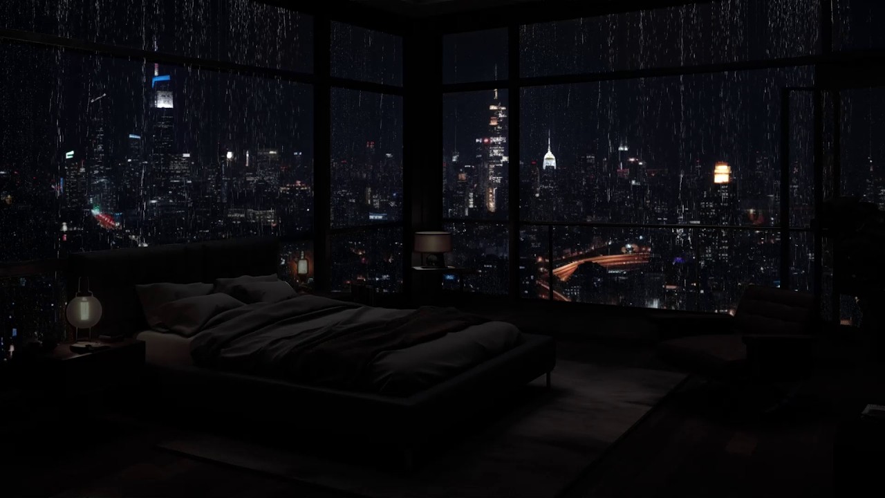 💤 雨の夜 - アパートの居心地の良い快適な寝室で寝たり勉強したり - ストレス解消。