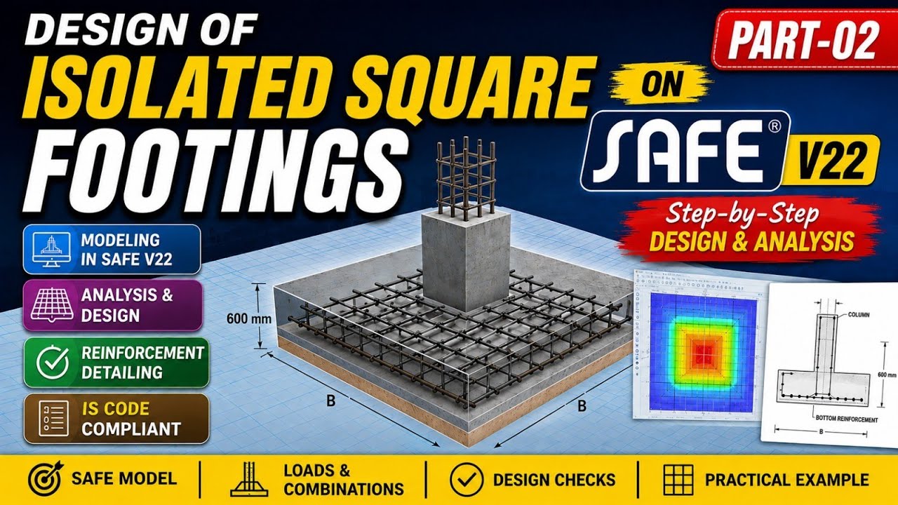 Design of Isolated Square Footings on SAFE V22_Part-2