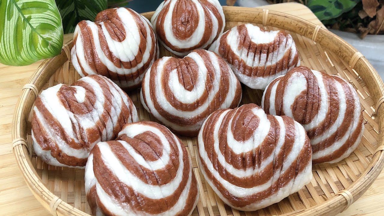 Bánh Bao 2 Màu Tạo Hình Vỏ Sò Đơn Giản Và Đẹp Mắt