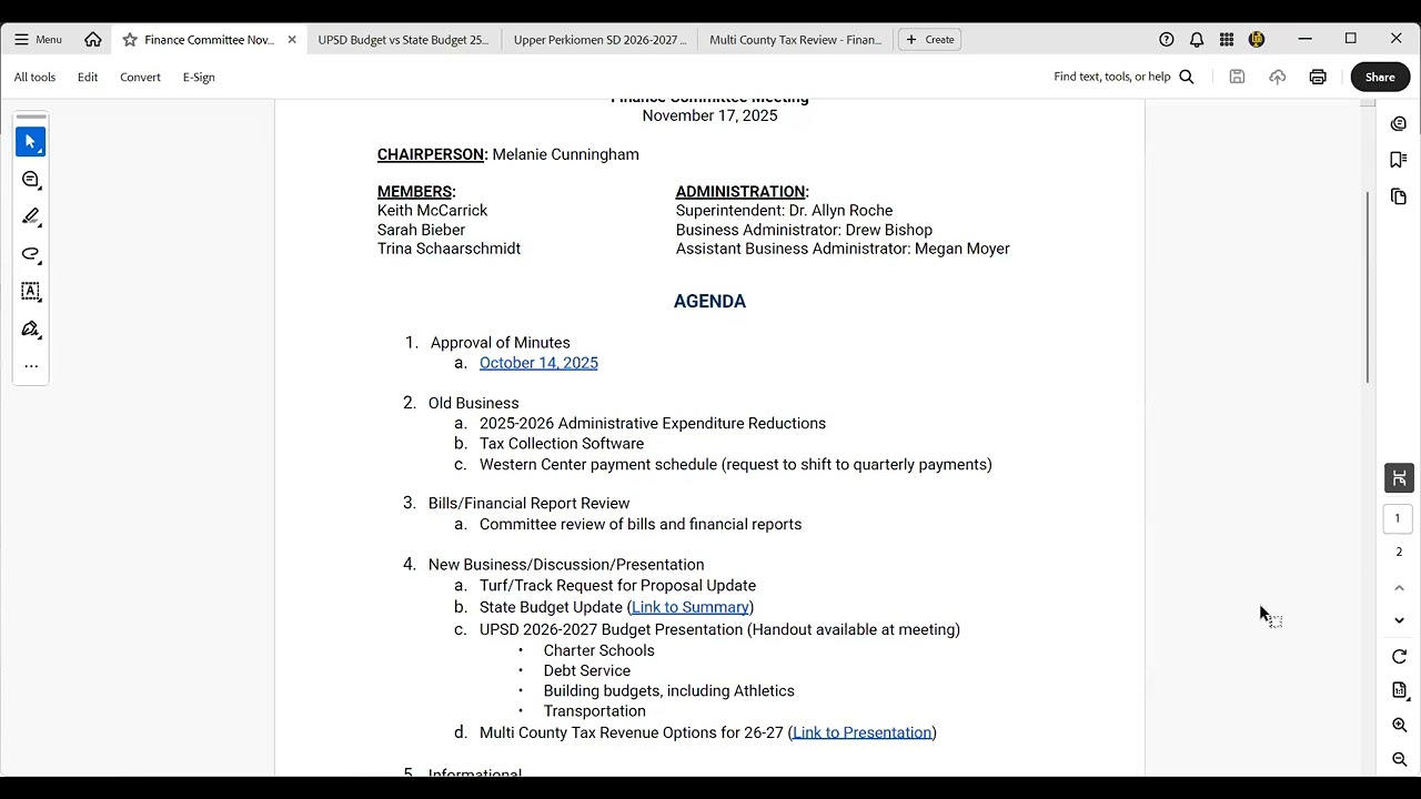 November Finance Committee Meeting