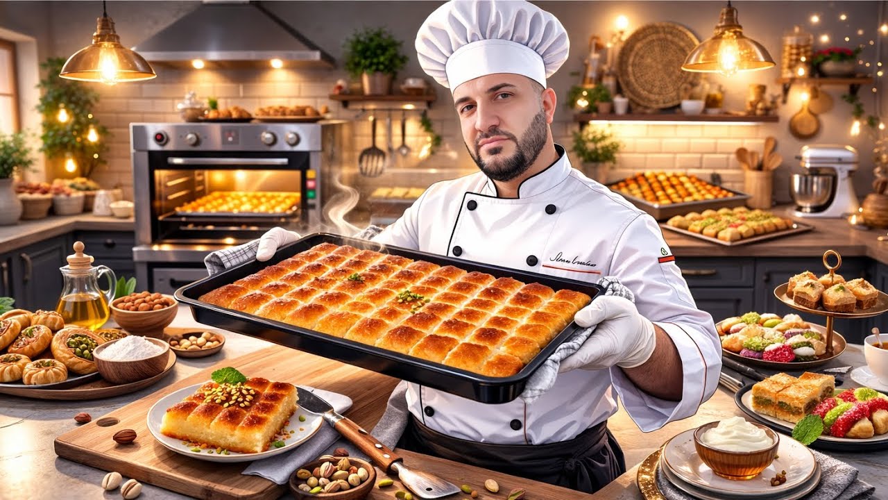 النمورة السورية بالقشطة (بقلاوة بالقشطة)