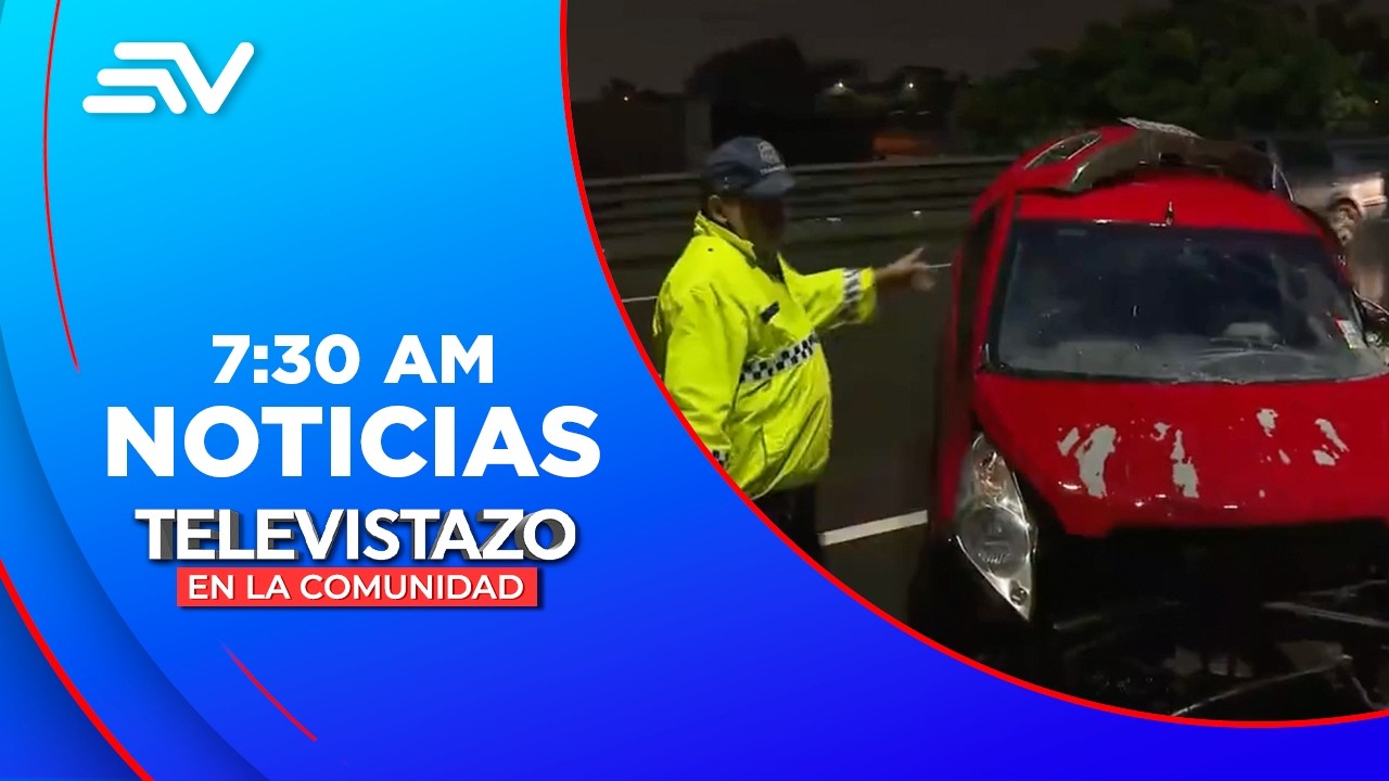 Un auto quedó destruido al chocarse con un tráiler en la vía Perimetral  | Televistazo | Ecuavisa