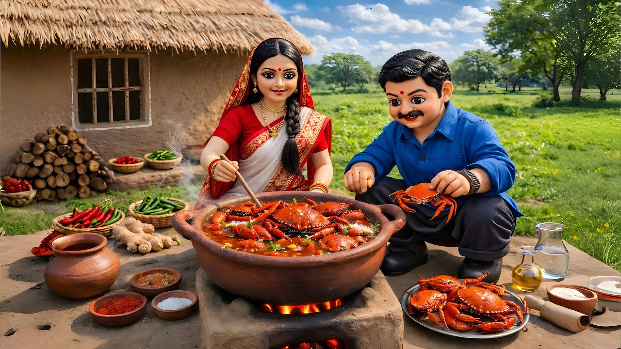 Miniature Doll Crab Cooking ASMR 🦀 | Peaceful Village Life Story | Tiny Rural Routine