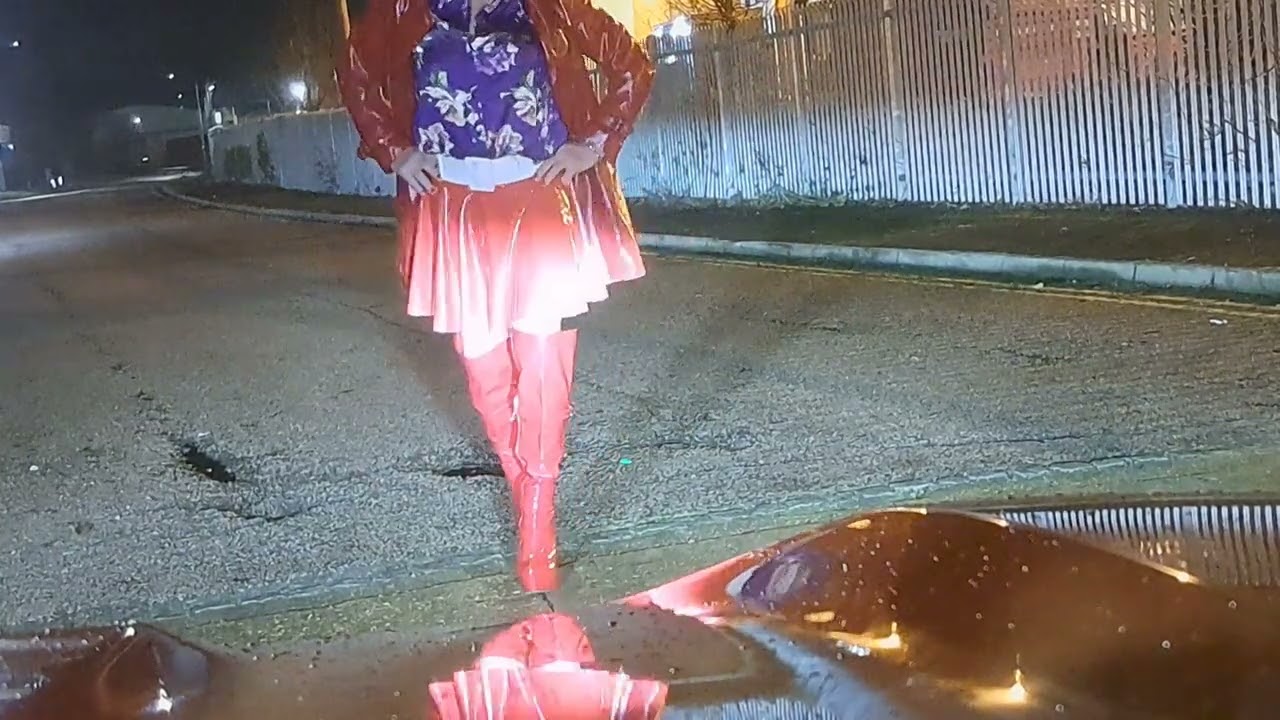 Roxy crossdresser in thigh boots and pvc xx
