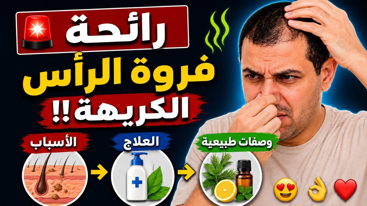 ⛔علاج رائحة فروة الرأس الكريهة🧒👃 👈الأسباب 👈🖋️العلاج📄 👈وصفات طبيعية👌❤️