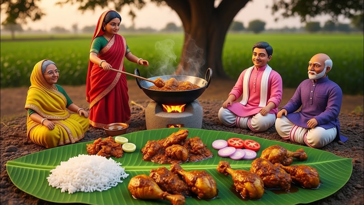 Miniature Doll Chicken Cooking ASMR | Indian Village Tiny Kitchen Story