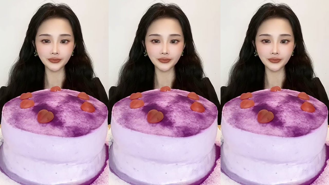 Asmr🍰Eating Taro Black Tea Cake🍰 (Soft And Waxy Sound) 크림丨먹방丨Mukbang丨Satisfying丨Eatingshow