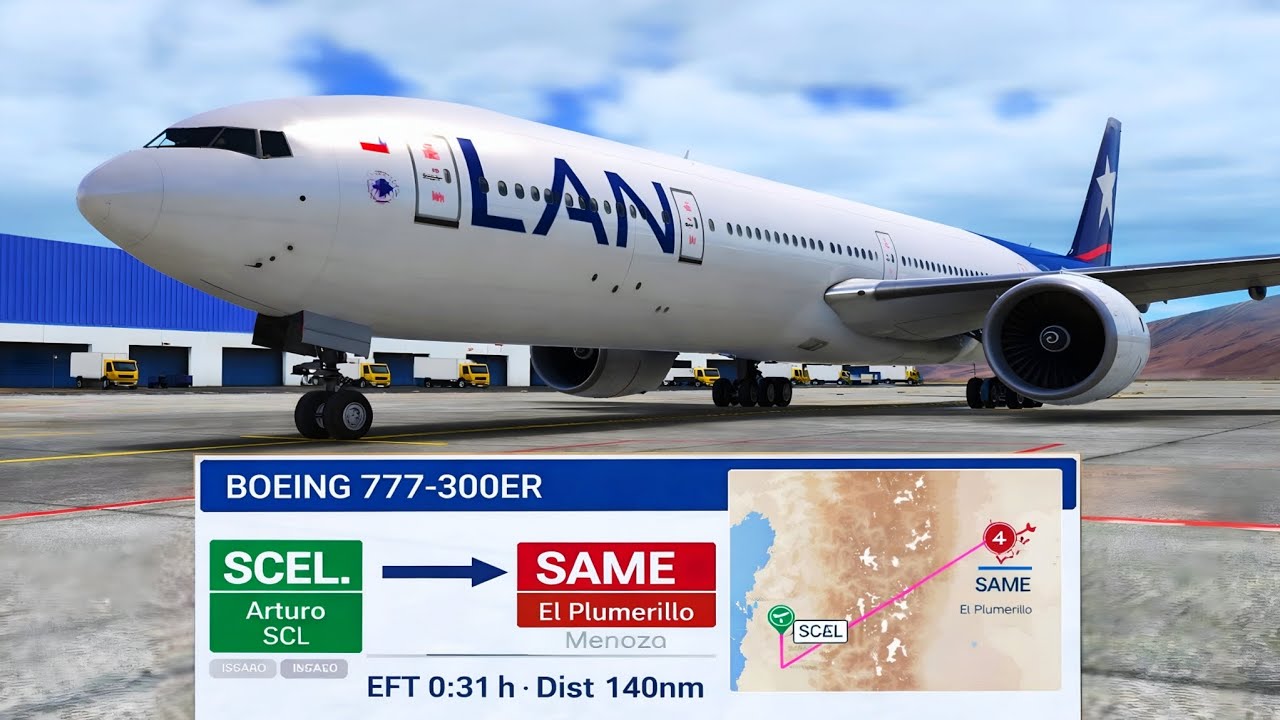 🛩️ VOO COMPLETO RFS | Boeing 777-300ER 🇨🇱🇦🇷📍 SCEL (Santiago) ➡️ SAME (El Plumerillo) | Quad HD
