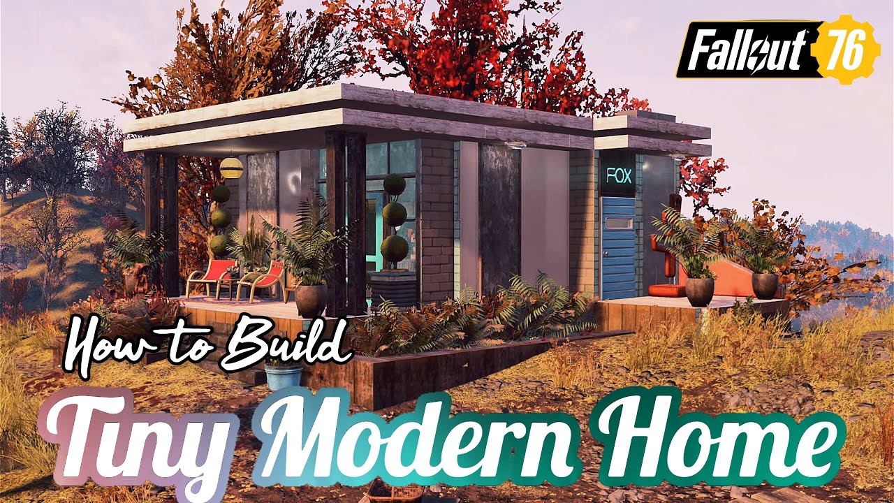 Tiny Modern Home CAMP Build Showcase & How to Build Tutorial #Fallout76