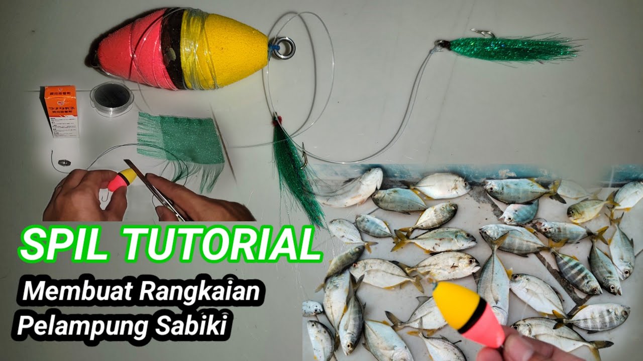 Tutorial Cara Membuat Rangkaian Pelampung Sabiki 1 Mata kail Buat Baby Gt.Umpan Paling Gacor Buat Gt