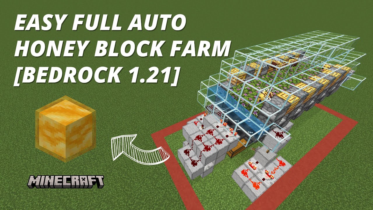 1.21 Auto Honey Block Farm Tutorial [Simple Farm] [Bedrock Edition]