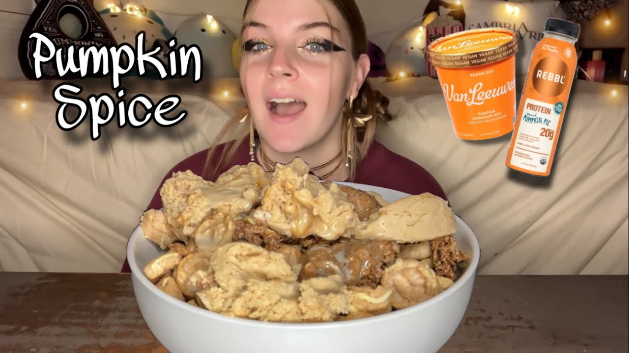 PUMPKIN SPICE DESSERT BOWL MUKBANG! (Vegan)