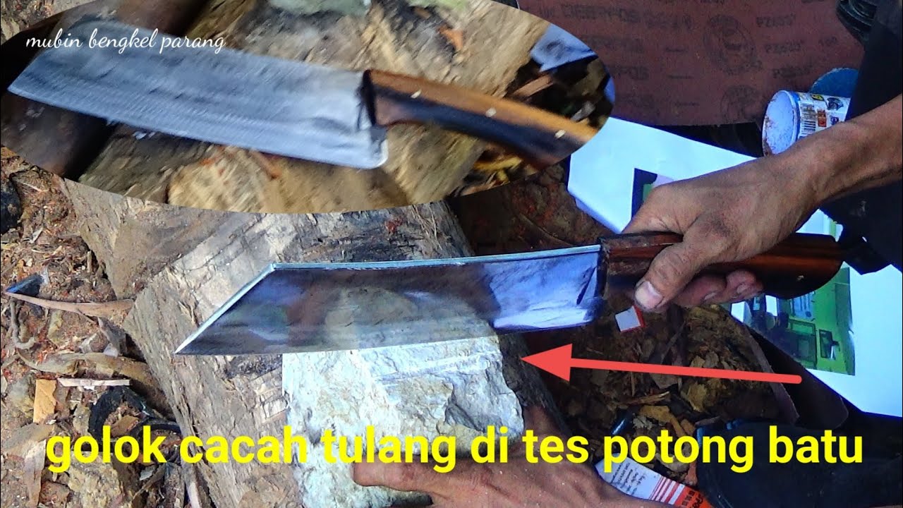 kreatif!! membuat golok Chopper cacah tulang langsung tes potong paku & batu.