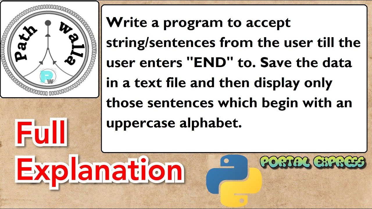 Write a program to accept string/sentences from the user till the user enters END to. Save the data
