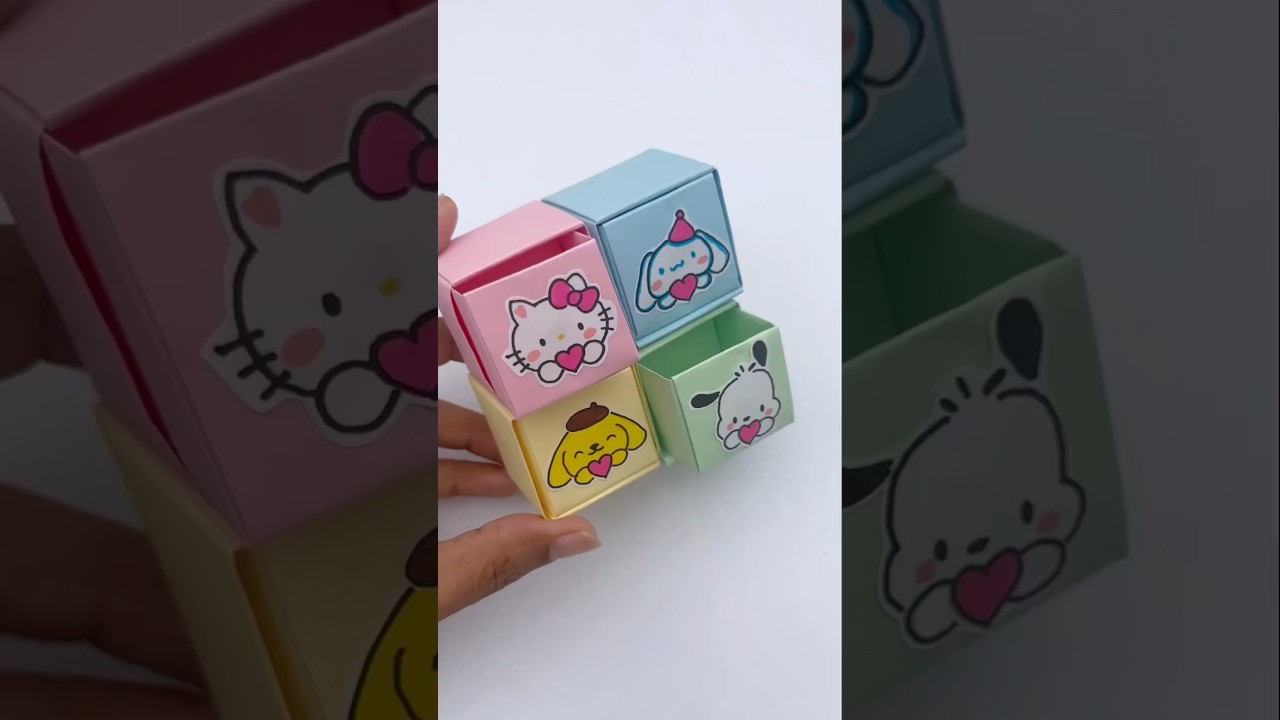 DIY MINI PAPER  DRAWERS / PAPER CRAFT/ SMALL ORIGAMI STORAGE BOX DIY / DESK ORGANIZER DRAWER