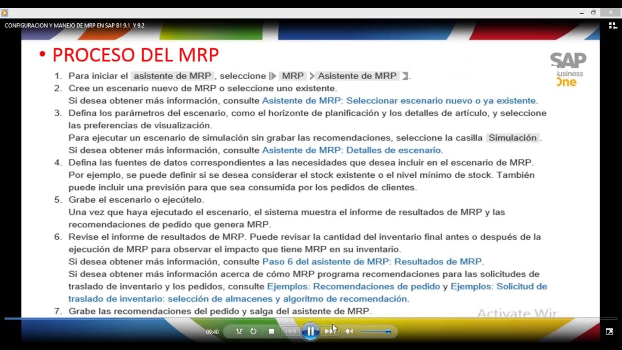 Configuración y Manejo del MRP en SAP 9.1 y 9.2