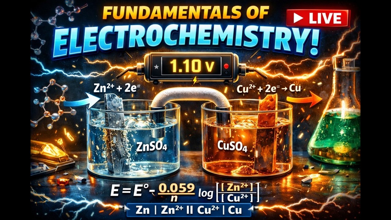 ELECTROCHEMISTRY FUNDAMENTALS LIVE #galvaniccell #nernstequation