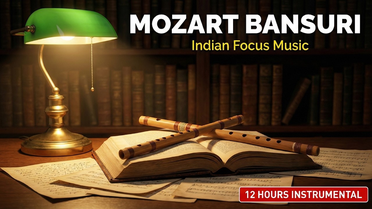 Mozart for Studying: Indian Version | 12 Hours Bansuri Flute Background Music for Concentration