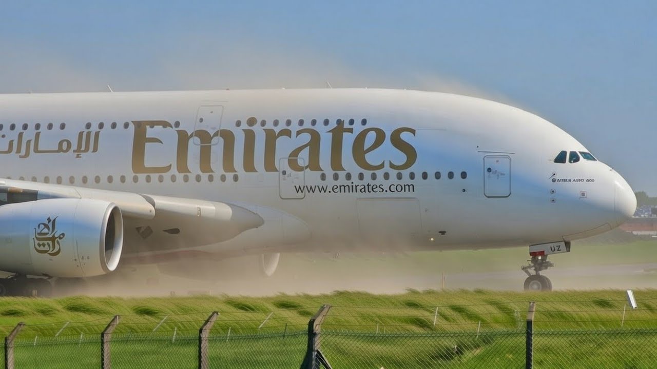 Emirates A380 Takeoff – Massive Airbus A380 Full Power Departure