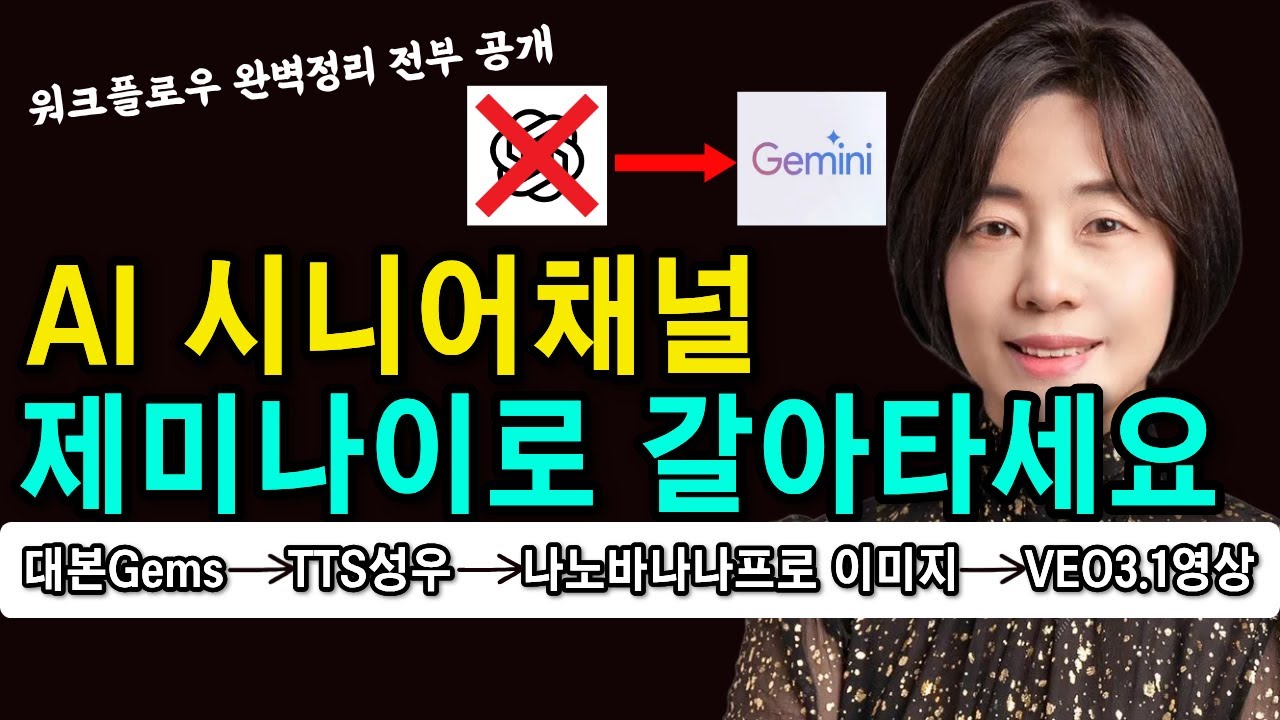 🟣구글 제미나이 하나로 만드는 AI시니어롱폼 워크플로우 '모두' 공개｜대본부터 이미지, 동영상, 목소리 성우 TTS 기능까지 전부 제미나이로 만드는 방법 시연