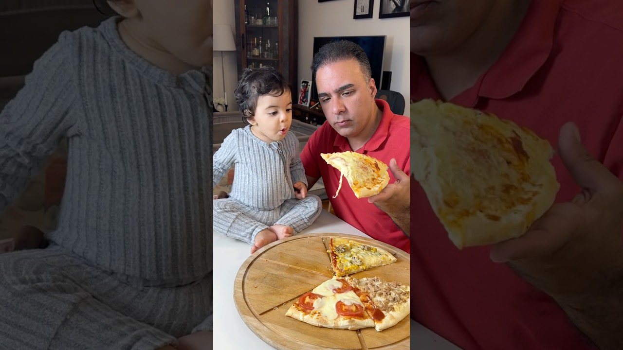 First time tasting a pizza#baby