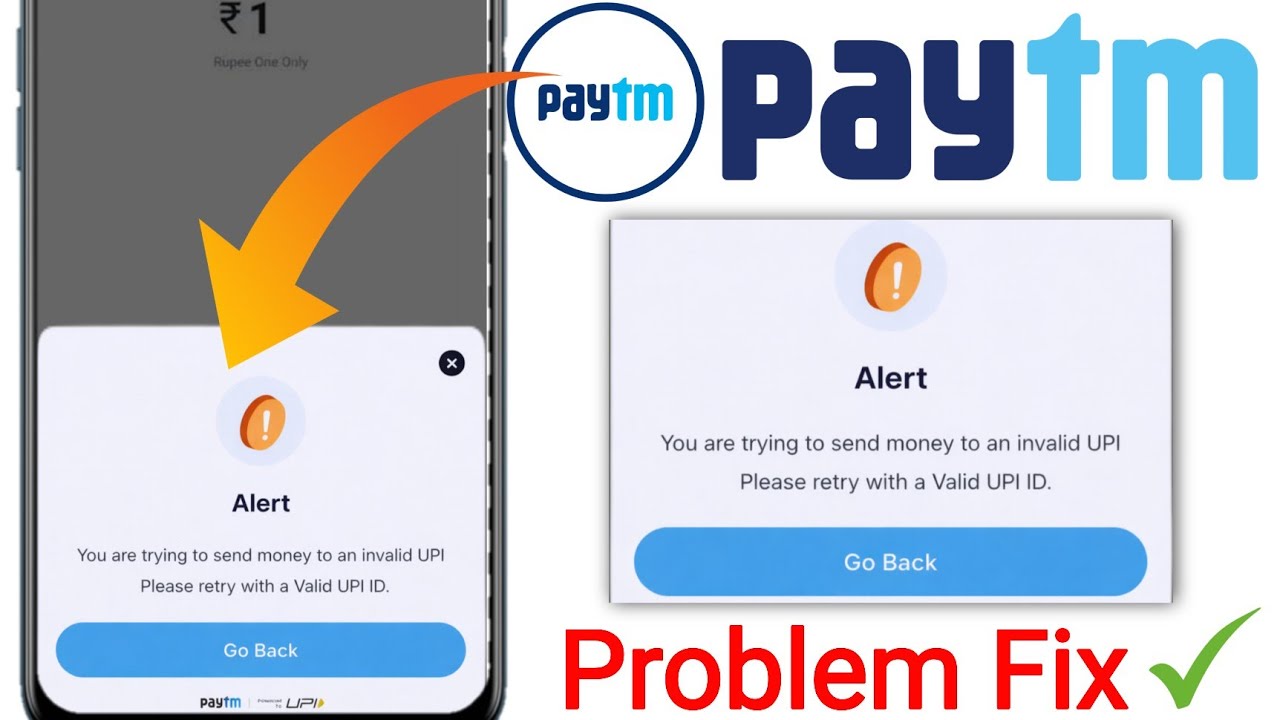 Paytm Invalid UPI ID Error Fix || You Are Trying To Send Money To Invalid UPI ID Paytm Problem Fix