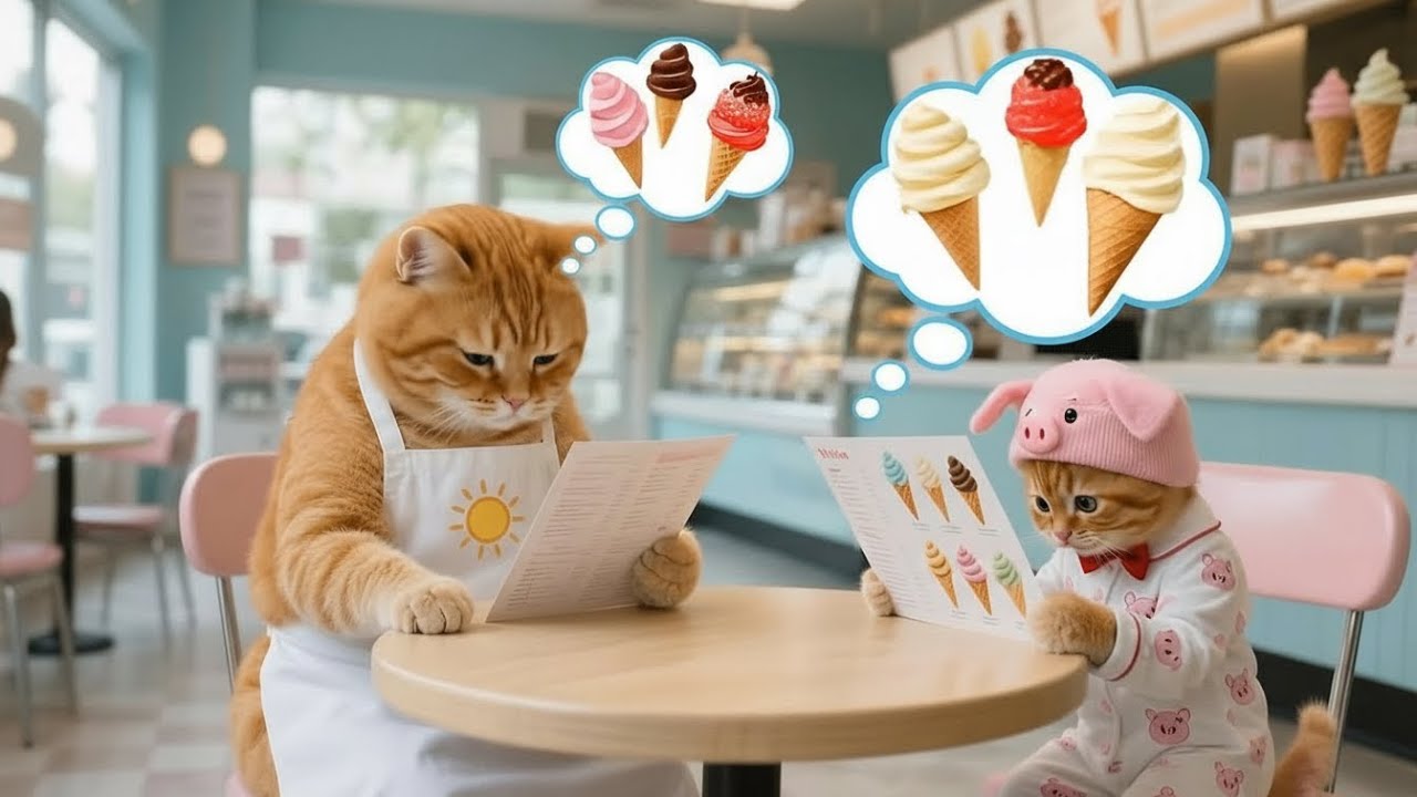 Ginger Kitten’s Sweet Ice Cream Moment Ended by Mama Cat 😹🍦
