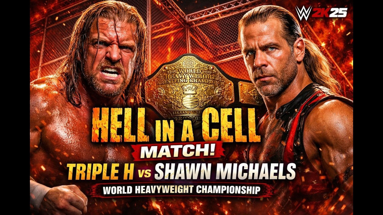 Triple H vs Shawn Michaels – Hell in a Cell Match for the World Heavyweight Championship | WWE 2K25