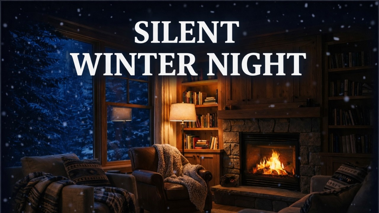 Silent Winter Cabin Night ❄️ Soft Piano by the Fireplace