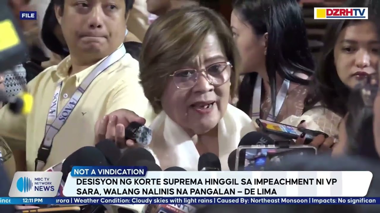 DESISYON NG KORTE SUPREMA HINGGIL SA IMPEACHMENT NI VP SARA, WALANG NALINIS NA PANGALAN — DE LIMA