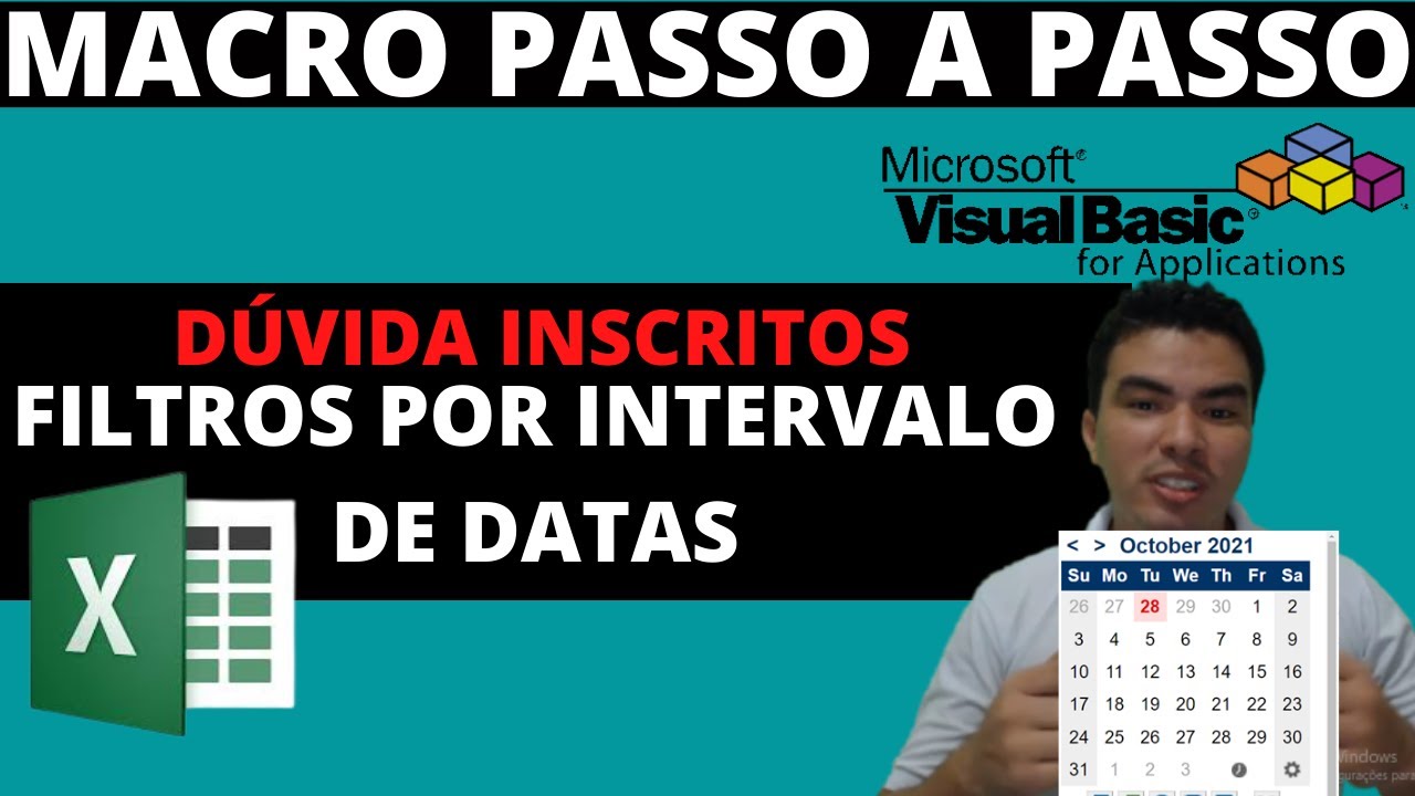 Data Inicial x Data Final, Filtro por Intervalo de Datas direto na  coluna da planilha com macro VBA