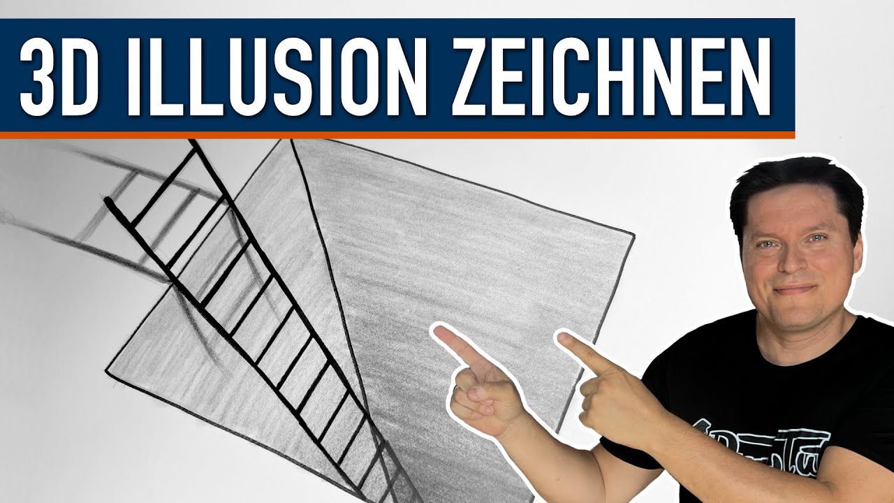 3D Illusion Zeichnen - Loch im Boden mit Leiter - Komplette Zeichen&uuml;bung