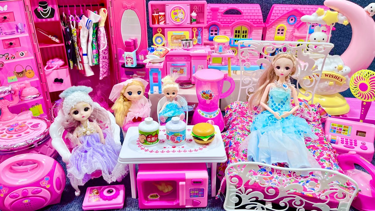 10 minut satysfakcji z rozpakowywania r&oacute;żowej lalki Barbie &ndash; recenzja kolekcji zabawek do sypialni i kuchni | ASMR