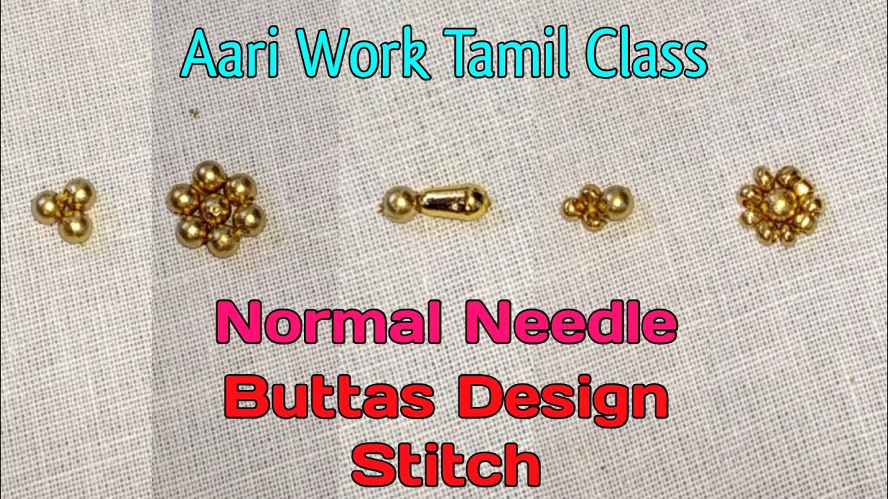 Normal Needle Buttas Design Stitch In Tamil | Shobika Aari Work Class