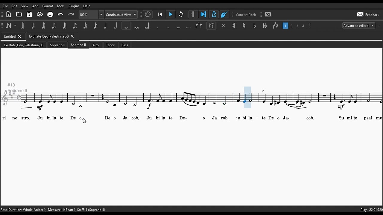 Exultate Deo Palestrina Soprano II