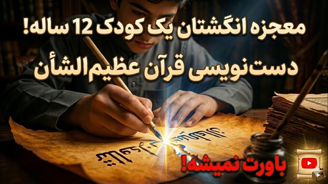 دست نویسی چندین سوره قرآن توسط یک کودک در شهر زیبای آقچه 