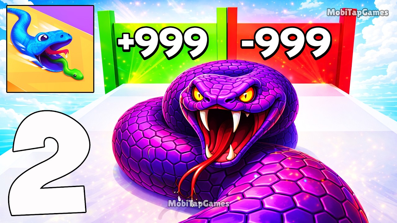 Snake Run Race — Epic 3D Snake Obstacle Run Gameplay Part 2 (iOS, Android)