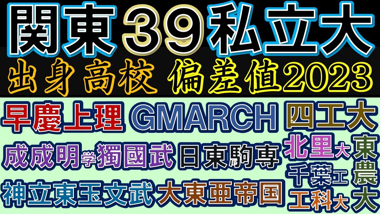 【関東】有名私立39大学--合格者数 上位高校 偏差値ランキング【2023年版】