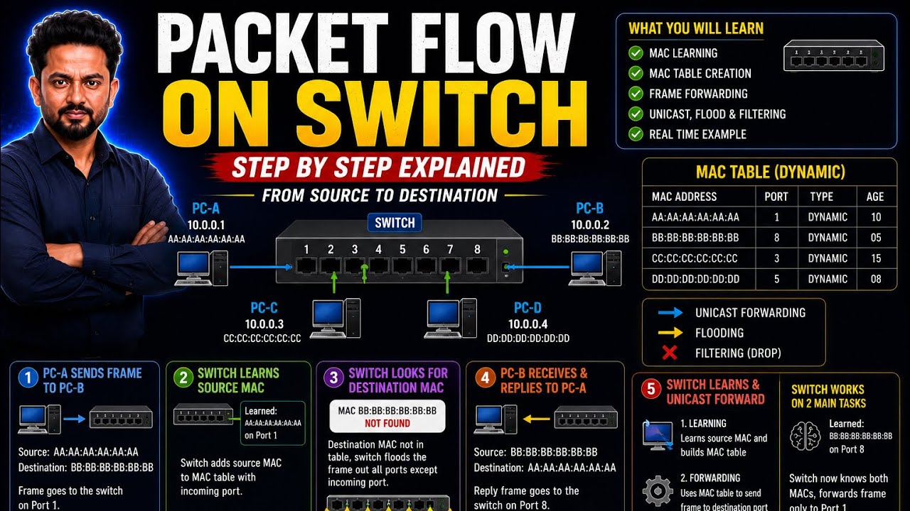 How a Network Switch Works | CCNP Switch Lecture1 | WhatsApp +91-935-139-3754