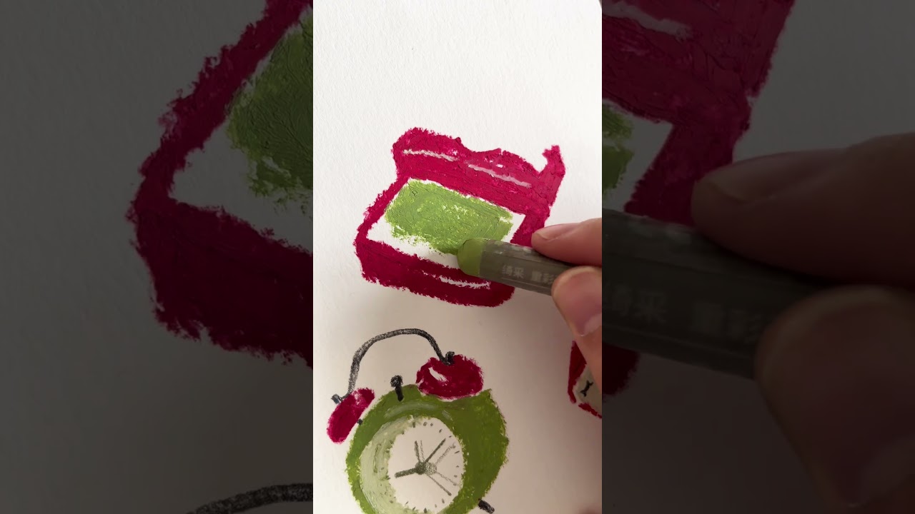 Quick Oil Pastel Sketch: Vintage Typewriter, Clock & Fan